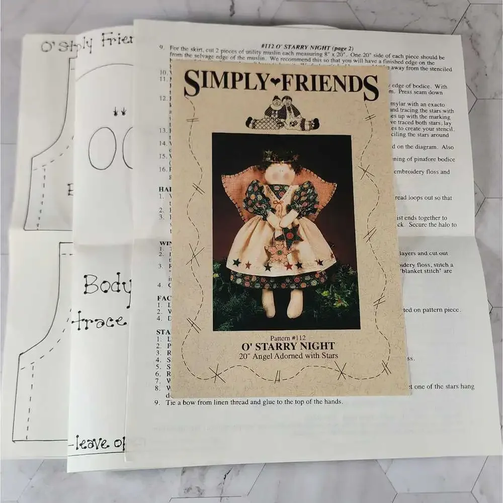 Starry Night Angel Pattern: Simply Friends Vintage Sewing Project (Uncut #112)